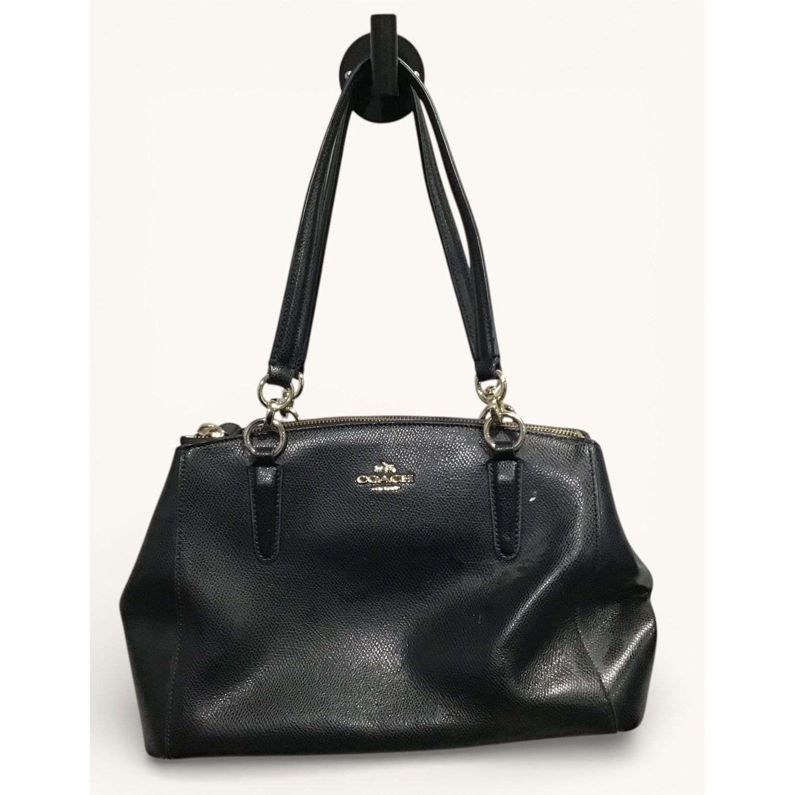 Coach Large Christie Carryall Black Crossgrain Leather Satchel Shoulder Bag Gold